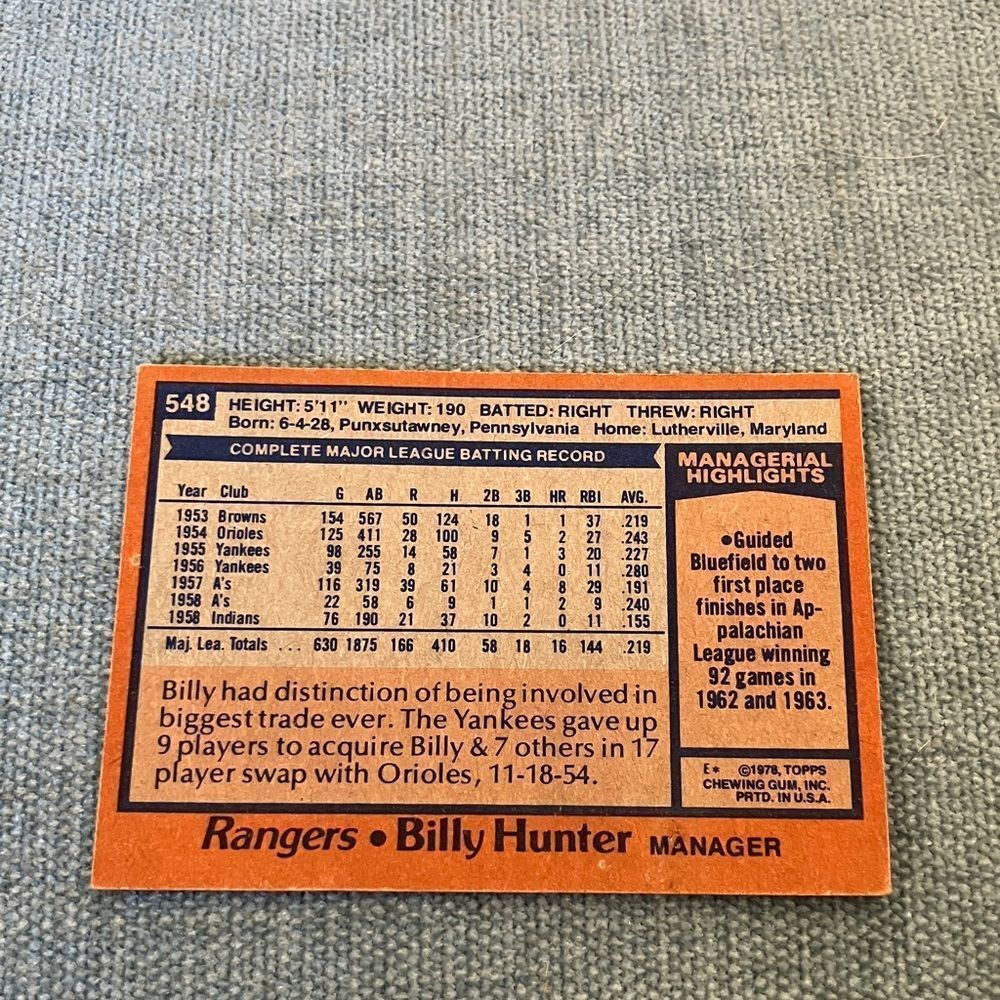 1978 Topps Texas Rangers Baseball Card Trading Card - Picture 2 of 2